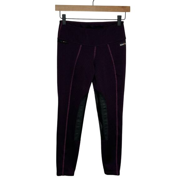 Kerrits Womens Pull On Riding Tight Pants XS Purple Black Houndstooth Equestrian - Picture 1 of 10